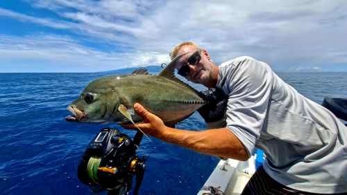 Trevally caught on the outer reef slopes of Moorea